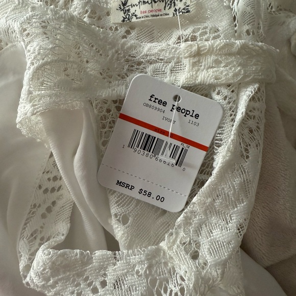 Free People All In My Head Ivory Lace Satin Tank Top - Picture 7 of 7